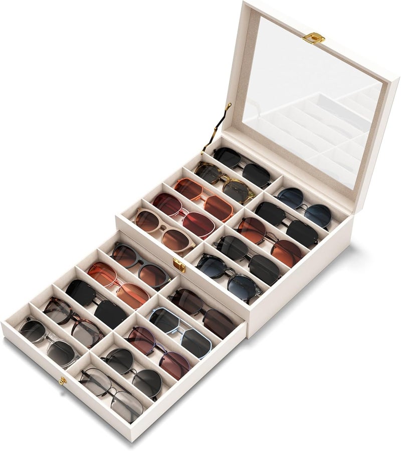 NEWLOOP Store 20 Slots Sunglass Organizer for Women Men Multiple Pairs of Sunglasses Storage Box See-Through Display Show Case - Image 1
